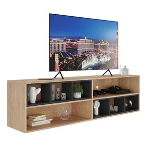 Rack para TV 75" Suspenso com Nichos Jazz Multimóveis MP1021 Rustic/Preto