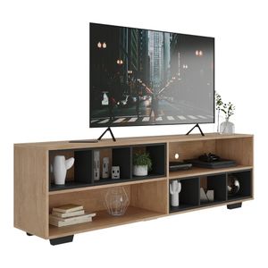 Rack para TV 75" com Nichos e Pés Jazz Multimóveis MP1023 Rustic/Preto/Preto