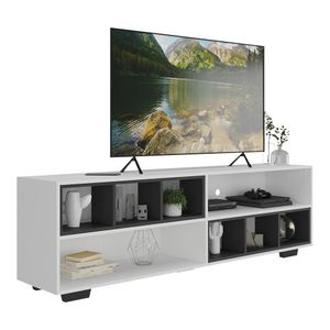 Rack para TV 75" com Nichos e Pés Jazz Multimóveis MP1023 Branco/Preto/Preto