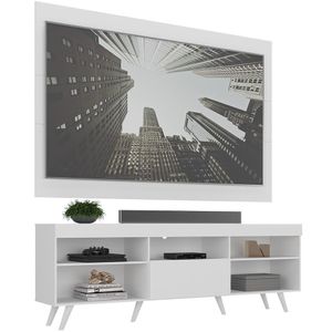 Rack Retrô com Painel TV até 75" Web Multimóveis MP1046 Branco