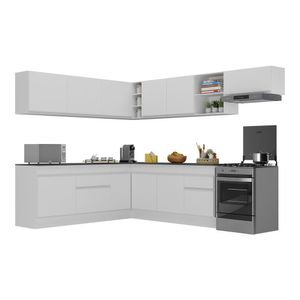 Armário de Cozinha Completa de Canto com Rodapé Veneza Multimóveis MP2103.891 Branco