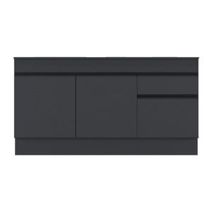 Balcão Cozinha com Rodapé Gabinete Pia 150 cm 3 Portas 1 Gaveta Veneza Multimóveis MP2107.895 Preto