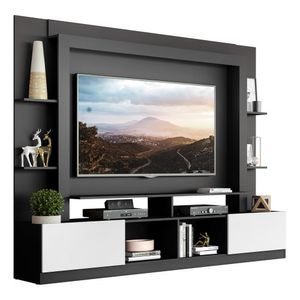 Estante Rack com Painel e Suporte TV 65" Moscou Multimóveis Preto/Branco