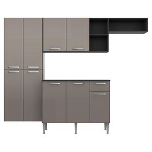 Armário de Cozinha Compacta com Tampo Pequim Sun Multimóveis Preta/Lacca Fumê