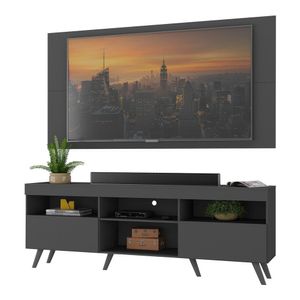 Rack c/ Painel P/TV até 65" e Pés Retrô Flórida Multimóveis Preto