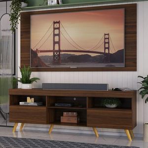 Rack c/ Painel P/TV até 65" e Pés Retrô Flórida Multimóveis Duna/Natural