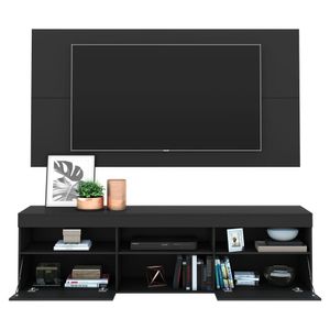 Painel TV até 65 polegadas com Rack Suspenso e Espelho Flórida Multimóveis Preto