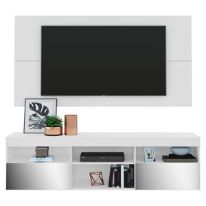 Painel TV até 65 polegadas com Rack Suspenso e Espelho Flórida Multimóveis Branco