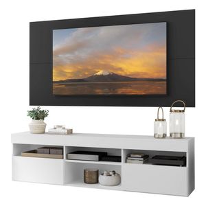 Rack com Painel TV 65" com 2 portas Londres Multimóveis Branco/Preto