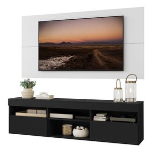 Rack com Painel para TV até 65" Suspenso com 2 Portas Londres Multimóveis Preto/Branco