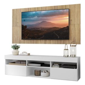 Rack com Painel para TV até 65" Suspenso com 2 Portas Londres Multimóveis Branco/Rustic