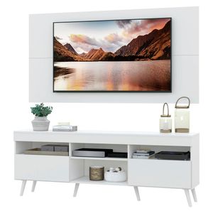 Rack com Painel para TV até 65" Pés Retrô com 2 Portas Londres Multimóveis Branco