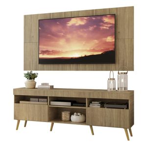 Rack com Painel TV 65" Londres Multimóveis Pés Retrô e 2 portas Rustic/Natural