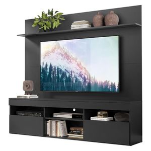 Rack com Painel TV 65" e Prateleira Madri Multimóveis Preto