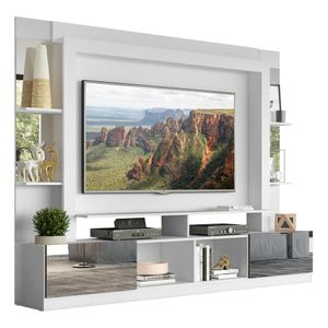 Rack Estante com Suporte TV 65" e Espelho Oslo Multimóveis Branco/Tenerife