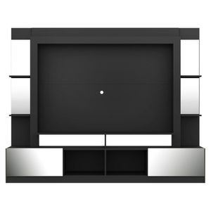 Rack Estante com Suporte TV 65" e Espelho Oslo Multimóveis Preto/Lacca Fumê