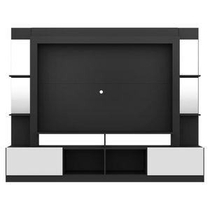 Rack c/ Painel e Suporte TV 65" Prateleiras c/ Espelho Oslo Multimóveis Preto/Branco