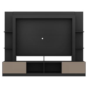 Rack Estante com Painel e Suporte TV 65" e 2 portas Oslo Multimóveis Preto/Lacca Fumê