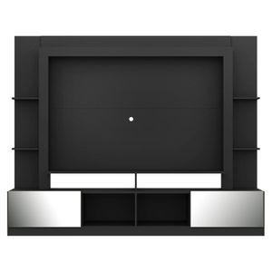 Rack c/ Painel TV 65" Portas c/ Espelho Oslo Multimóveis Preto/Madeirado