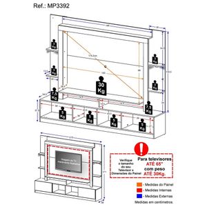 Rack Estante TV 65" com Leds Berlim Multimóveis Branco
