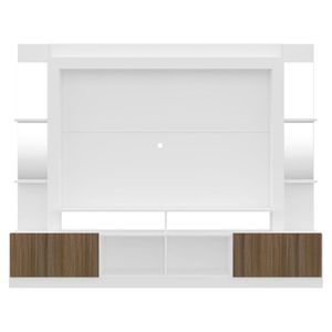 Rack c/ Painel TV 65" Prateleiras c/ Espelho Oslo Multimóveis Branco/Madeirado