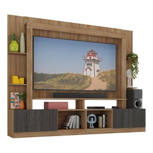 Rack Estante com Painel TV 65" e 2 portas Oslo Multimóveis Madeirado/Tenerife