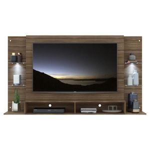 Painel TV 60" com 2 Leds e Prateleiras de Vidro Vegas Multimóveis Madeirado