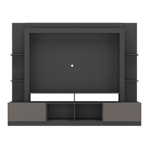 Rack Estante com Painel TV 65" e 2 portas Oslo Multimóveis Preto/Lacca Fumê