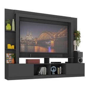 Rack Estante com Painel TV 65" e 2 portas Oslo Multimóveis Preto