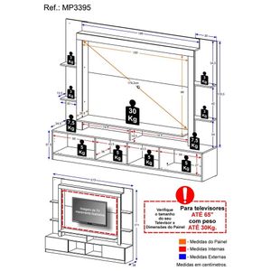 Rack Estante com Painel TV 65" e 2 portas Oslo Multimóveis Branco