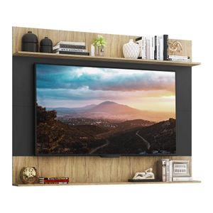 Painel TV 65" com Prateleiras Amsterdã Classic Multimóveis Preto/Rustic