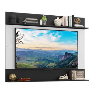 Painel TV 65" com Prateleiras Amsterdã Classic Multimóveis Branco/Preto