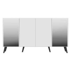 Aparador Buffet c/ Espelho e Pés Retrô Vegas Multimóveis Branco/Preto