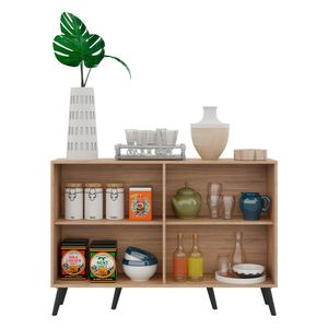Aparador Buffet 4 Portas com Pés Retrô Viena Multimóveis Rustic/Preto