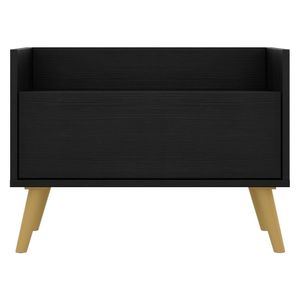 Mesa de Cabeceira 60 cm c/ Pés Retrô Multimóveis Preta/Natural