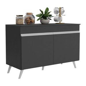 Balcão Cozinha Gabinete Pia 120 cm 2 Portas Veneza Multimóveis MP3738 Preto/Branco