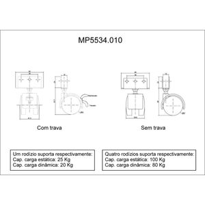 4 Rodinhas Para Berço Rodízio Roda Chapa U 12mm 100KG