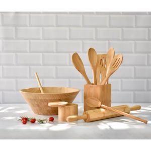 Conjunto de 5 Utensílios em Bambu e Suporte Maxwell & Williams