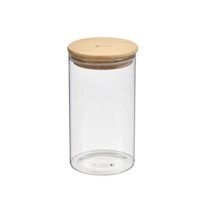 Pote de Vidro com Tampa em Bambu Redondo 650ml Kenya