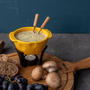 Fondue em Cerâmica 5 Peças Mini Cheesy 300ml Boska Amarelo