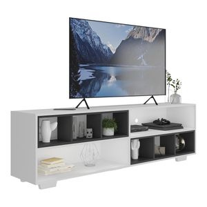 Rack para TV 75" com Nichos e Pés Jazz Multimóveis MP1023 Branco/Preto/Branco