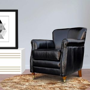 Kit 04 Poltronas Decorativas Sala de Estar Brunei Pés Príncipe Couro Preto G58 - Gran Belo