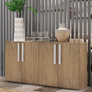 Aparador Buffet 4 portas Viena Multimóveis Rustic/Branco