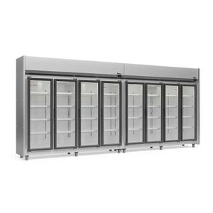 Expositor 8 Portas Geas8p Gelopar Auto Serviço Tipo Inox 4 Prateleiras 220v