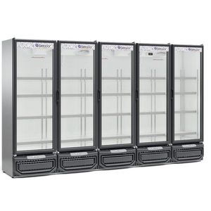 Expositor Vertical 5 Portas De Vidro Gcvr2500 Gelopar Refrigerador 2492 Litros Inox 220v