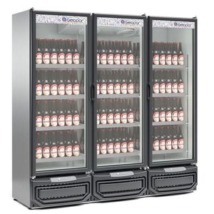 Expositor Vertical 3 Portas De Vidro Gcbc1450 Gelopar Refrigerador 1468 Litros Inox 220v