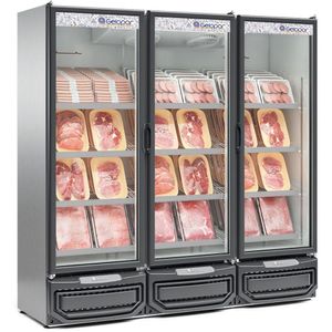 Expositor Vertical 3 Portas De Vidro Gcbc1450 Gelopar Refrigerador 1468 Litros Inox 110v
