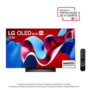 Smart TV LG 77" 4K evo AI C4 OLED77C4PSA 2024