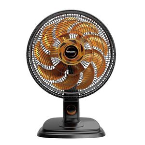 Ventilador Mallory Mesa E Parede Egeo 40cm Preto Dourado 220V