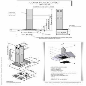 Coifa de Parede Clean Vidro Curvo Black 60cm Nardelli - Preto